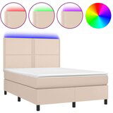  Krevet box spring madrac LED cappuccino 140x200cm umjetna koža | shoptok.hr