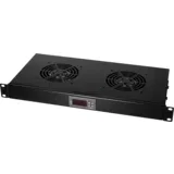 ventilator panel sa 2 ventilatora i termostatom, 1U, 465 x 220, crni
