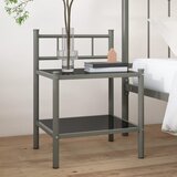 Furnova Nočna omarica siva in črna 45x34,5x60,5 cm kovina in steklo, (21926957) | Shoptok.si