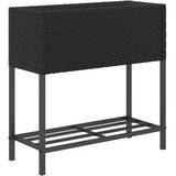  Vrtne sadilice s policom 2 kom crne 70 x 28 x 70 cm poliratan | shoptok.hr