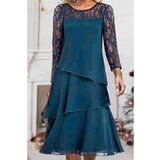 Fenzy Elegantna Obleka S Čipko, Petrol | Shoptok.si