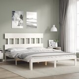 vidaXL Posteljni okvir z vzglavjem bel 5FT trden les | Shoptok.si