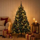  Umjetno božićno drvce zeleno s kuglicama 180 cm 300 LED lampica - Zeleno sa snježnim vrhovima Ø 90 x 180 cm s 300 LED žarulja i | shoptok.hr