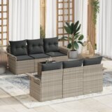 vidaXL set vrtnih sofera s jastuком 7 dijelova svjetlosiva poly ratan Cijene