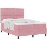vidaXL Box Spring Krevet s Madracem Ružičasta 160x200 cm Baršun | shoptok.hr