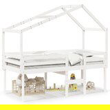  The Living Store Visoka postelja s streho bela 80x200 cm trdna borovina - Visoka Postelja, (21497423) | Shoptok.si