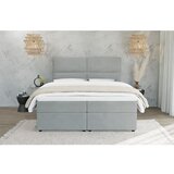 Ropez Svijetlo sivi tapecirani bračni krevet s prostorom za odlaganje s podnicom 200x200 cm Rico – | shoptok.hr