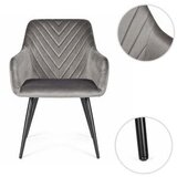 ModernHome TIKC-4 – Set 2 tapecirane blagovaonske stolice od baršuna s naslonima za ruke, tamnosive | shoptok.hr
