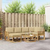 Set vanjskih sofa 7 kom. Bijela i bež Čvrsto drvo akacije | shoptok.hr