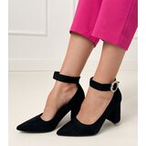 D/CEO Black block-heeled pumps with buckle and rhinestones Vellus | Shoptok.si