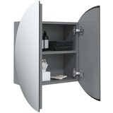 vidaXL Kopalniška omarica z okroglim ogledalom LED siva 47x47x17,5 cm | Shoptok.si