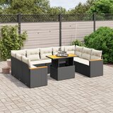 vidaXL 10-dijelni set vrtnih sofa s jastucima crni od poliratana | shoptok.hr