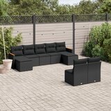 vidaXL 9-dijelni set vrtnih sofa s jastucima crni od poliratana | shoptok.hr