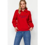 Trendyol Red Shirt Collar Regular Fit With Embroidery Fleece Inside Knitted Sweatshirt | shoptok.hr