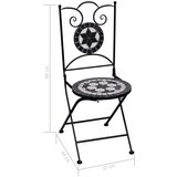 In 3-dijelni bistro set s keramičkim pločicama crno-bijeli | shoptok.hr