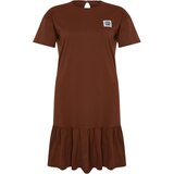 Trendyol Curve Brown Skirt Ruffled Label Detailed 100% Cotton Knitted Plus Size T-shirt Dress | Eponuda.ba