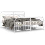  The Living Store Kovinski posteljni okvir z vzglavjem in vznožjem bel 183x203 cm - Posteljni Okvir, (21495678) | Shoptok.si
