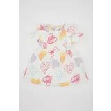 Defacto Baby Girl Heart Patterned Short Sleeve Dress