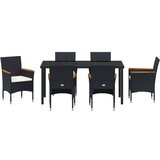  7-dijelni set vrtnih blagovačkih stolova Crni Poli Ratan | shoptok.hr