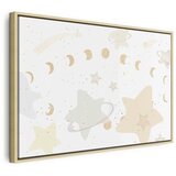  Slika - Fairy-Tale Galaxy - Phases of the Moon in Yellow Tones Among Stars in Beige and Ash Colors with Stardust 90x60 U prirodn | shoptok.hr