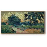  Slika - Vincent Van Gogh – Landscape with the Chateau of Auvers at Sunset 60x30 U prirodnom drvenom okviru | shoptok.hr