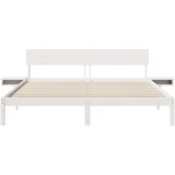 vidaXL Konstrukcija postelje Bela 200 x 200 cm Trdna borovina | Shoptok.si