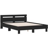  The Living Store Posteljni okvir z vzglavjem črn 150x200 cm inženirski les - Posteljni Okvir, (21450825) | Shoptok.si