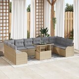 vidaXL 11-delni vrtni sofa komplet z blazinami bež poli ratan | Shoptok.si