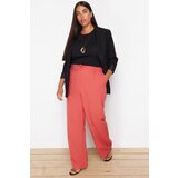 Trendyol Curve Dusty Rose High Waist Wide Leg Wide Leg Pleated Woven Trousers Cene