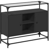 Komoda sa staklenom površinom crna 98x35x81 cm drvena | shoptok.hr
