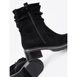 Shelvt Women's black ankle boots with decorative ruffles | Shoptok.si