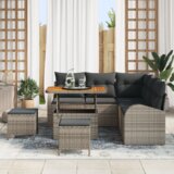  Set 8 delne vrtne sedežne garniture z blazinami sivo poli ratan akacija | Shoptok.si