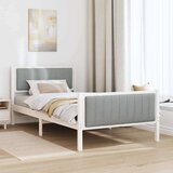  Okvir kreveta s uzglavljem Bijela i svijetlosiva 100 x 200 cm | shoptok.hr