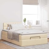 vidaXL Otomanski posteljni okvir z vzmetnico krem 120x190 cm blago, (21608620) | Shoptok.si