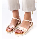  Beige Crochet Wedge Sandals Versala | shoptok.hr