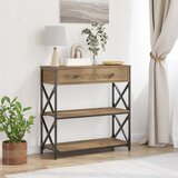  Konsoletni Stol Umjetni Hrast 75x28x75 cm Opisano Drvo i Čelik Cijene
