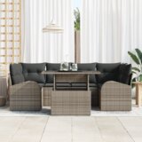 vidaXL 7-dijelni set vrtne sofe s jastučićima, siva, poli ratan | shoptok.hr