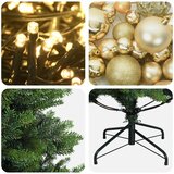 Umjetno božićno drvce s kuglicom 150 cm 150 LED lampica - Zelena 150 cm s LED žaruljama i zlatnim kuglicama | shoptok.hr