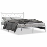 vidaXL Kovinski posteljni okvir z vzglavjem bel 135x190 cm | Shoptok.si