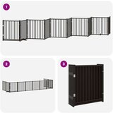 vidaXL Ograda za pse z vrati zložljiva 10 panelov črna 800 cm les | Shoptok.si