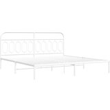 vidaXL Kovinski posteljni okvir z vzglavjem bel 200x200 cm, (21251304) | Shoptok.si