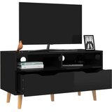 The Living Store ormarić visoki sjaj crni 90 x 40 x 48,5 cm konstruirano drvo | shoptok.hr