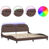  Okvir kreveta s LED svjetlima smeđi 200 x 200 cm umjetna koža | shoptok.hr