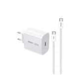Remax SET:Strujni punjac Huiying GaN 30W TIP C+ kabl TIP C na TIP C CA-09, beli Cene