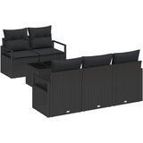 vidaXL 6-dijelni Vrtni Sofa Set s Jastucima Crni Poli Ratan, 2-sjedalo Vrtni Sofa sa Skladištem & Jastucima Crni Poli Ratan Cijene