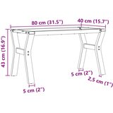  Noge za stolić za kavu s Y-oblikom 80x40x43 cm čelik | shoptok.hr
