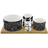 set skledica z lesenim podstavkom Graffiti 29x13cm, 4 kos