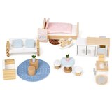ECO TOYS Lesena hi&amp;scaron;ica za punčke v prenosni torbi, set 20 dodatkov Slike