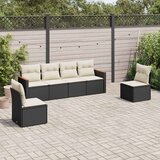  6-dijelni set vrtnih sofa s jastucima crni od poliratana | shoptok.hr