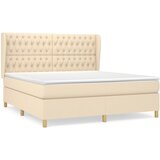 vidaXL Box spring postelja z vzmetnico krem 180x200 cm blago, (20897108) | Shoptok.si